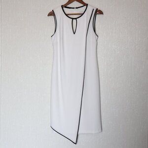 Joseph Ribkoff White Black detail asymmetrical Dress size 10